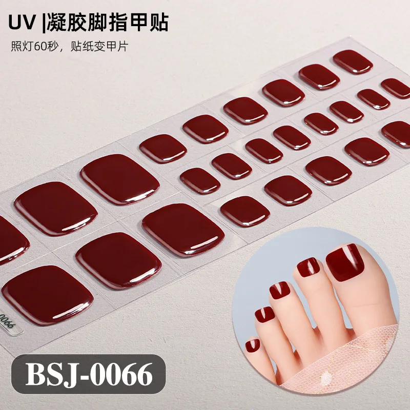 Autocollant pour ongles en Gel pour orteils, couleur Pure, dureté avec lampe UV, autocollants en Gel durcissant, imperméable, coréen, enveloppes de vernis complet, bandes pour les pieds