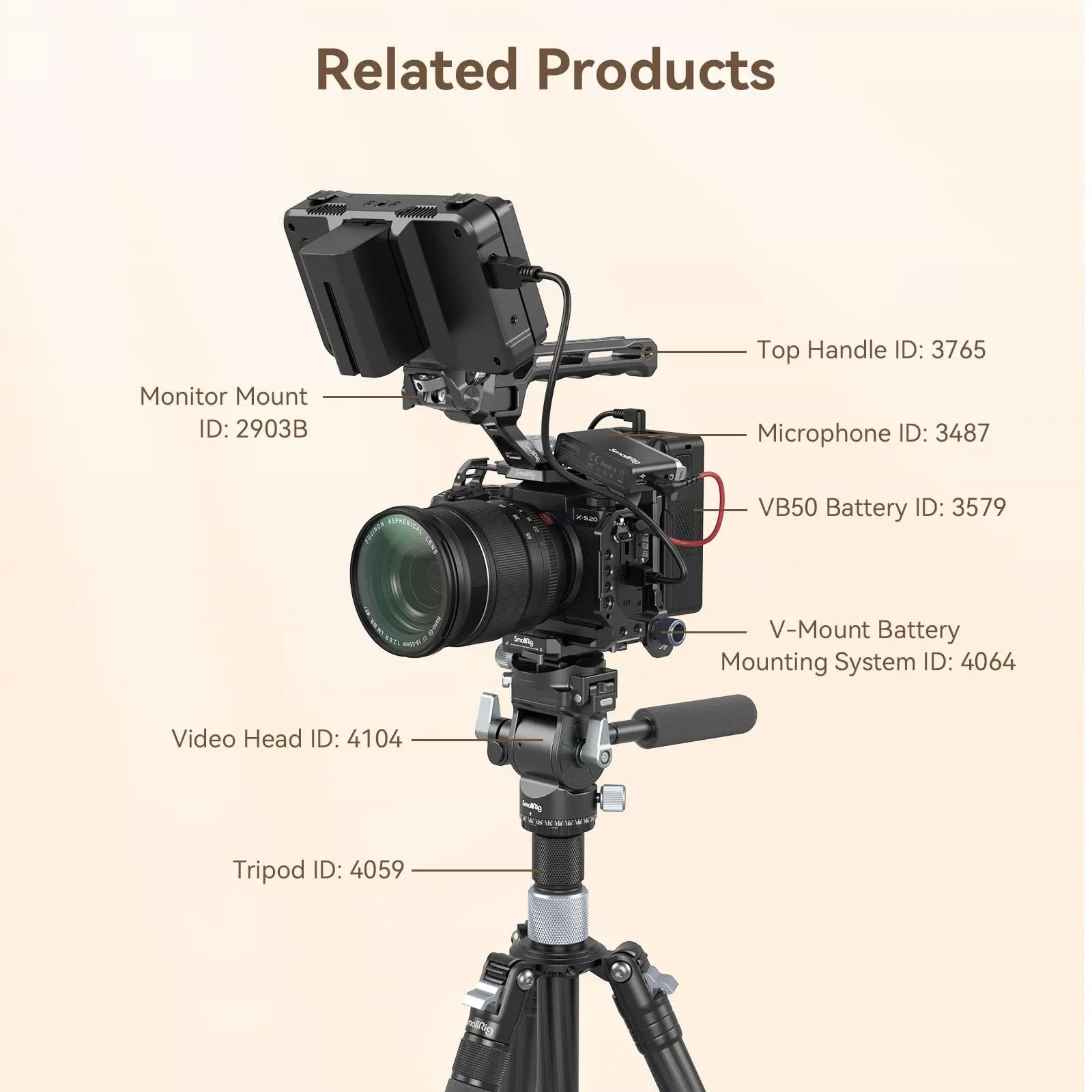 SmallRig Cage for FUJIFILM X-S20 Without Blocking Any Ports with Quick Release Plate for DJI RS 3/RS 3 Pro/RS 2 Gimbals 4230