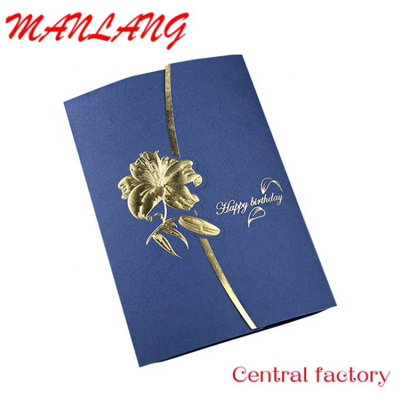 Custom  Factory custom luxury gold foil 3d wedding invitation card and happy birthday greeting cards with envelope