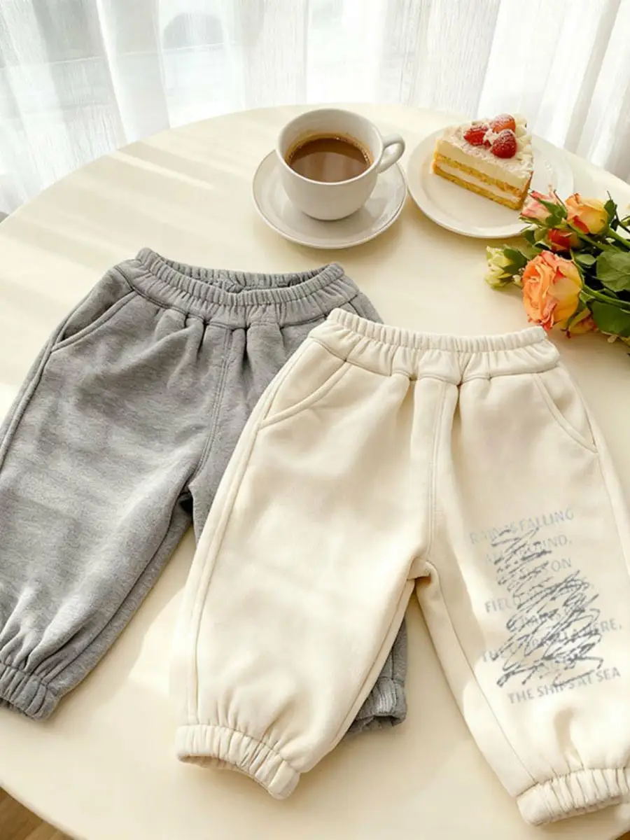 Pantaloni Sportivi Harem per Bambini Thiened Fce, Caldi e Alla Moda con Scritte, per Ragazzi e Ragazze, Pantaloni Casual Autunno Inverno