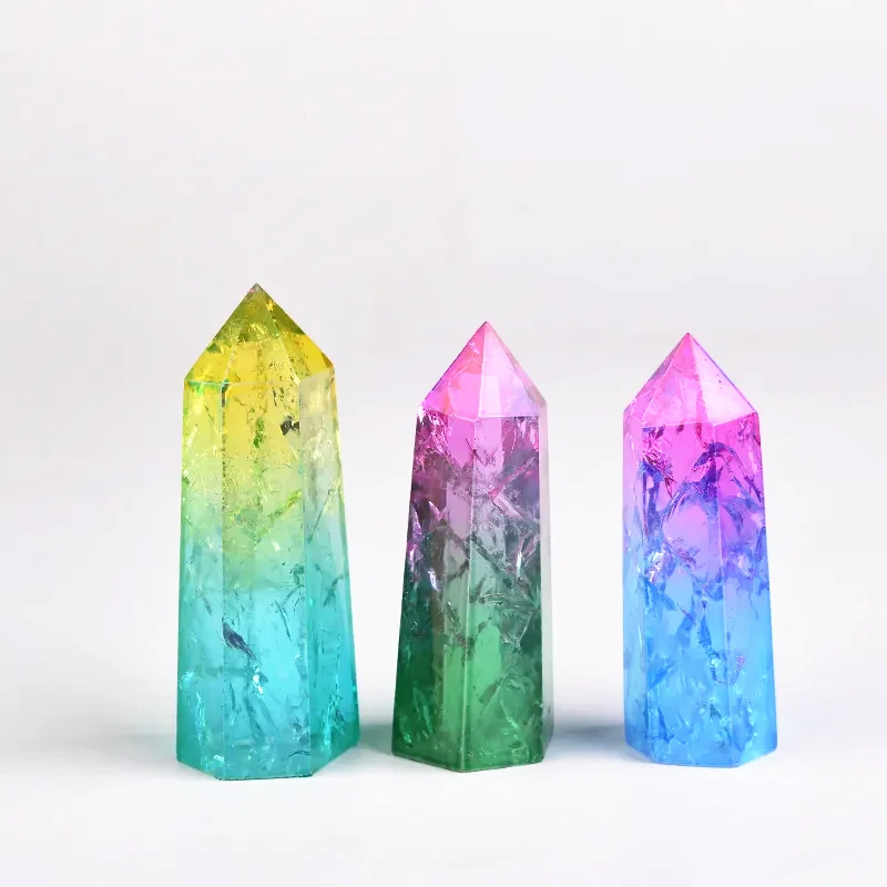 1pcs High Quality Clear Quartz Cracked Crystal Healing Stone Natural Crystal Point Tower for Healing