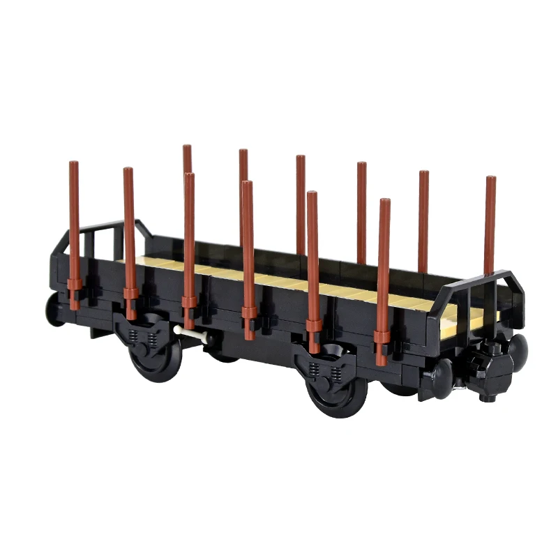 طوب مكعبات بناء للأطفال ، فكرة إبداعية لمدينة MOC ، قاعدة قطار ، نقل خشب ، عربة ذاتية الصنع ، ألعاب عالية التقنية