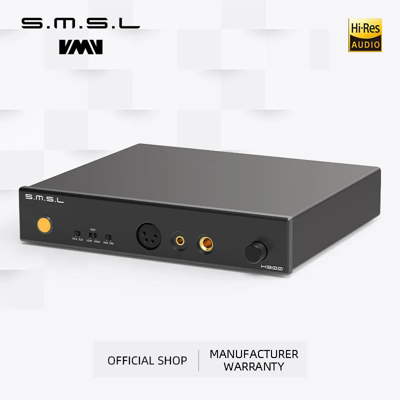 

SMSL H300 Headphone Amplifier Full Balanced Low-Noise Audio 6.35mm 4.4mm XLR RCA 10W High Power Op-AMP Preamp Output 133dB