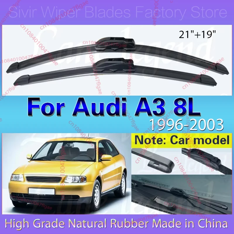 

For Audi A3 8L 1996-2003 21"+19" Car Accessories Front Windscreen Wiper Blade Brushes Wipers U Type J Hooks 2003 2002 2001 2000