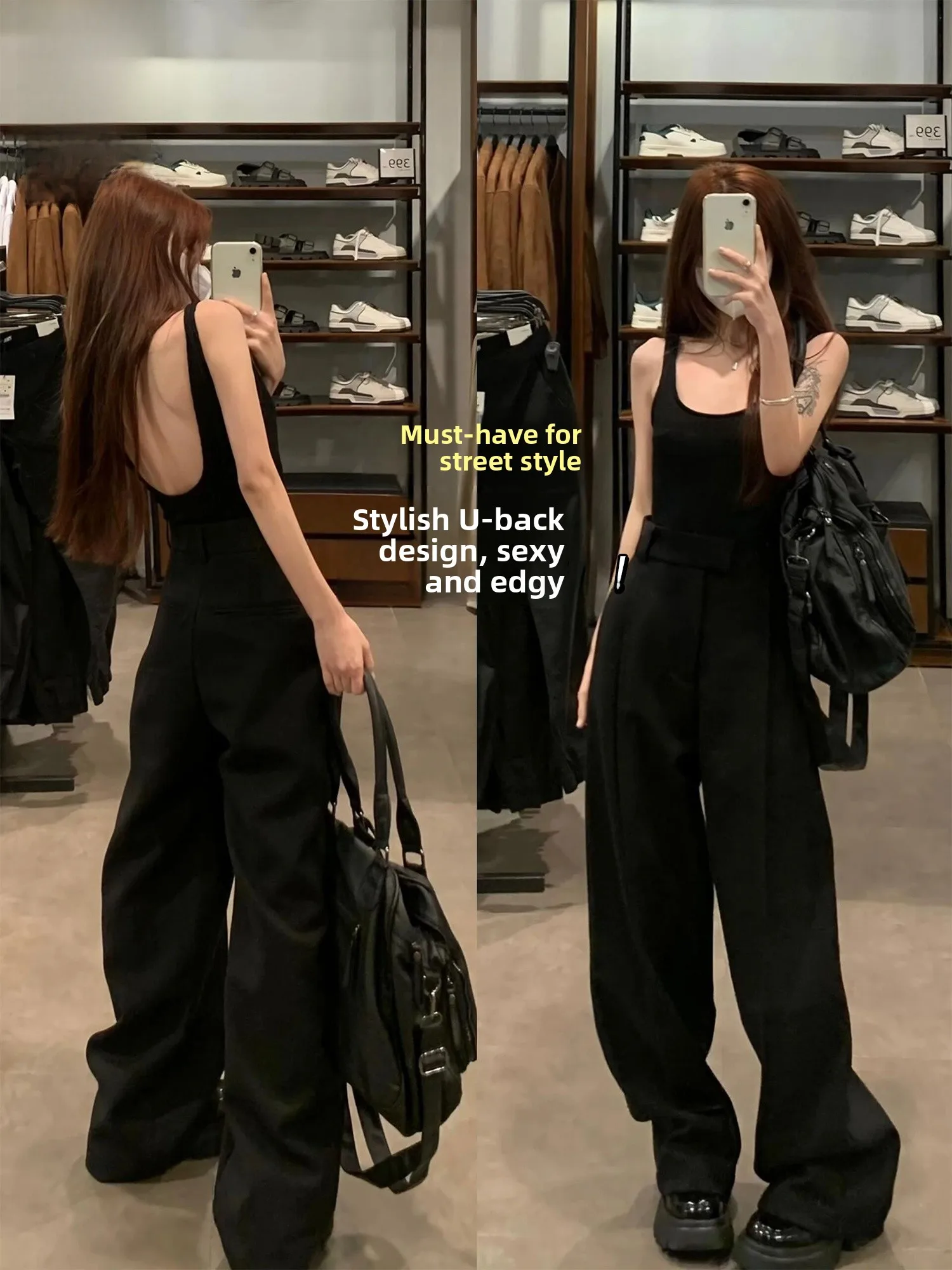 

Черный женский летний топ с U-образным вырезом и открытой спиной, со встроенным бюстгальтером, для ношения как нижний слой или как самостоятельный верх, хлопковый, облегающий, с эффектом открытой спины.