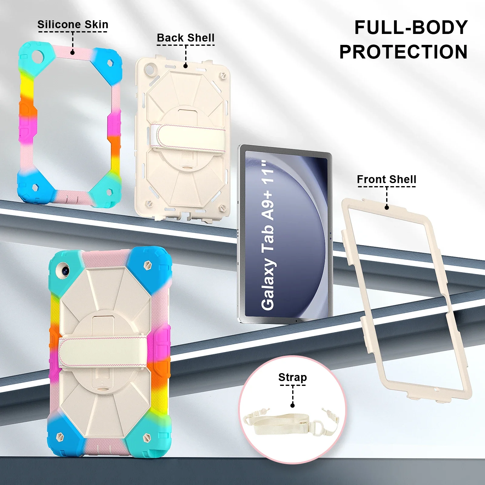 Жесткий силиконовый чехол для планшета Samsung Tab A9 Plus, с поворотом на 360 градусов