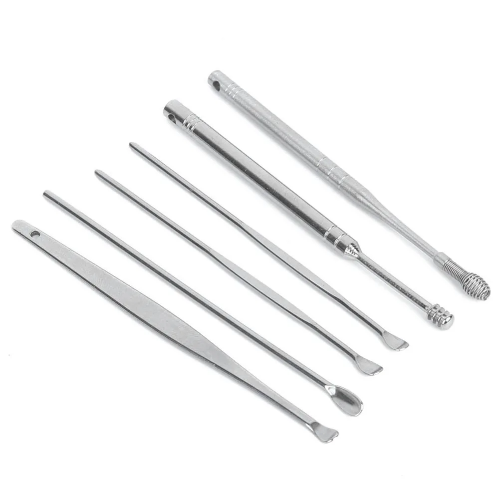 6 Pcs Durable Stainless Steel Ear Wax Pickers Widened Spiral Head Earwax Removal Kit Smooth Polished Ear Wax Remover Home Use