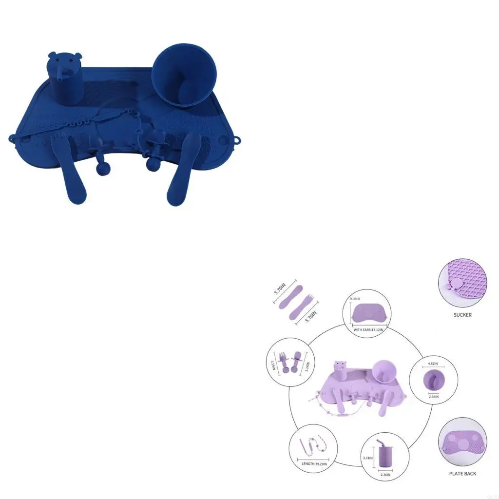 

Not Spill Baby Dining Integrated Bowls Cutlery Silicone Mat for Active Children