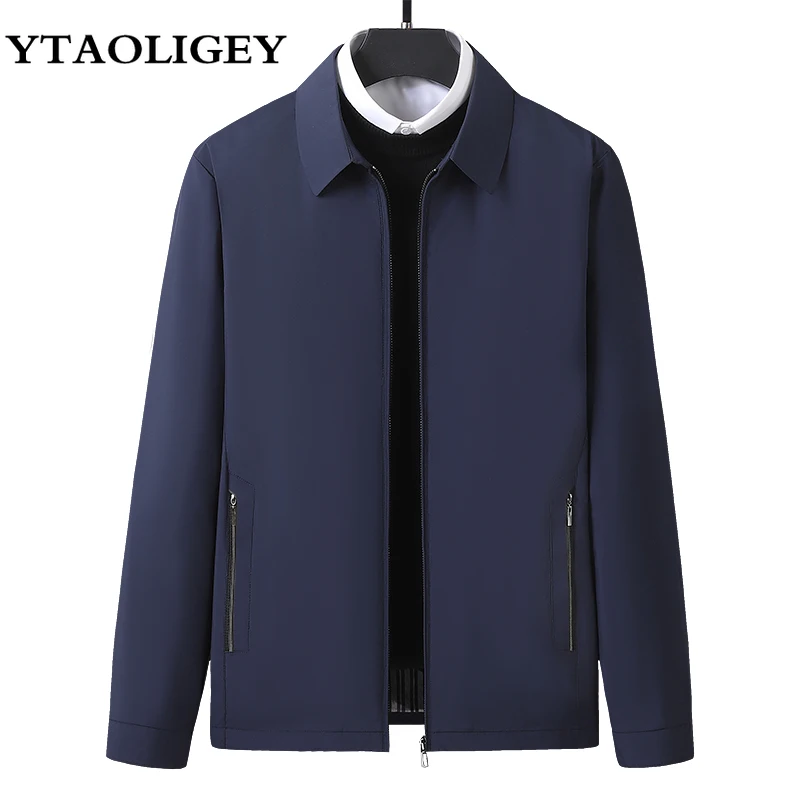 

Men's Business Jacket Casual Turn Down Collar Zipper Autumn Spring Coats Fashion Mens Outerwear Male Windbreaker Jackets Clothes