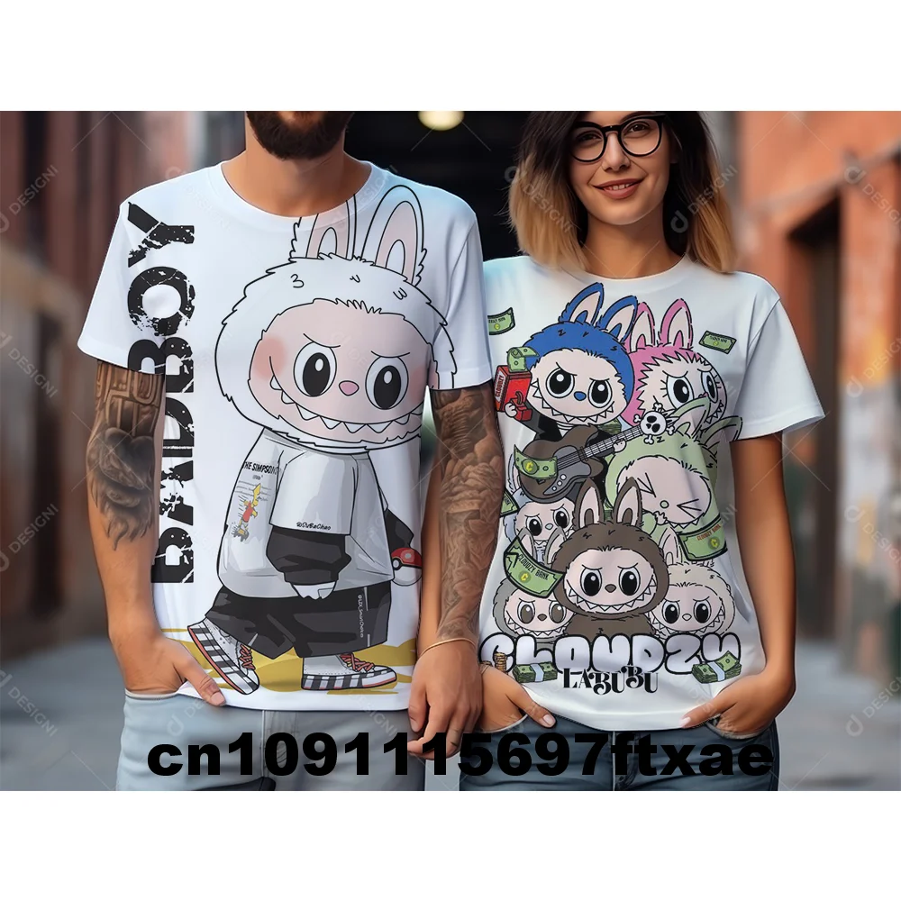 Labubu Little Monster Cartoon Anime T-Shirt Funny Harajuku Casual Short-sleeved Comfortable Breathable Hot Selling Streetwear