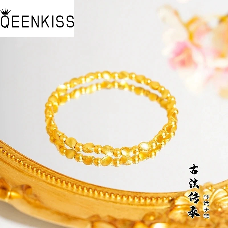 

QEENKISS Gold Beads Elastic Bracelets For Women Female Wedding Party Birthday Christmas Bride Mother Girl Ladies Gifts BT5371