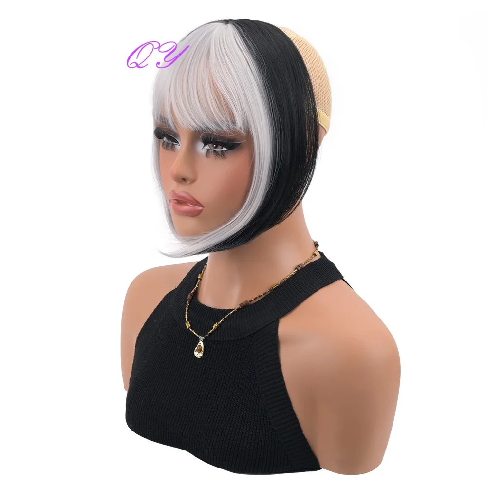 High Quality Bangs Wig 's Synthetic Gray And White Bangs Used For Daily Or Cosplay Party Hairstyles
