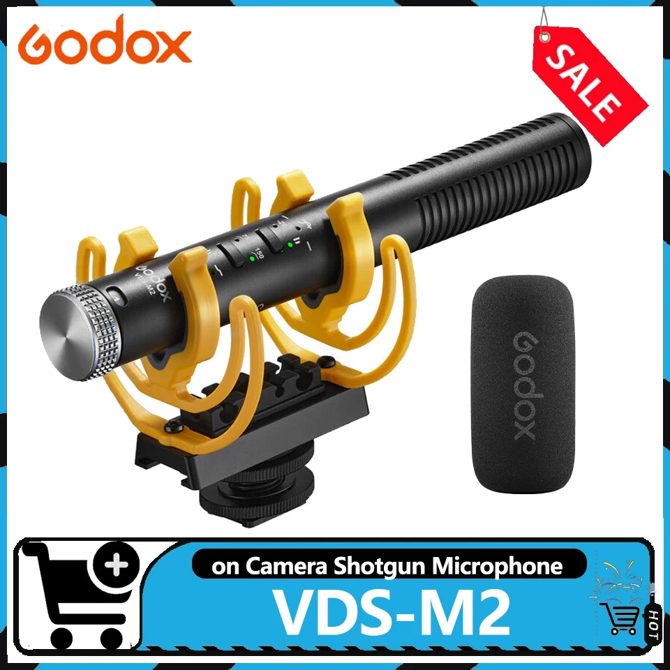 

Микрофон Godox VDS-M2 с суперкардиоидной диаграммой направленности, креплением на камеру, фильтром высоких частот (75-150 Гц) для камер, мобильных устройств и рекордеров