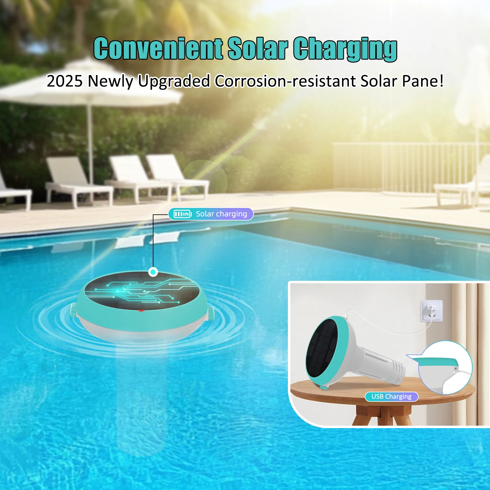 Smart Pool Monitor With Solar Charging WiFi&Zigbee App Control PH TDS EC ORP Salt Temperature Monitoring For Swimming Pool