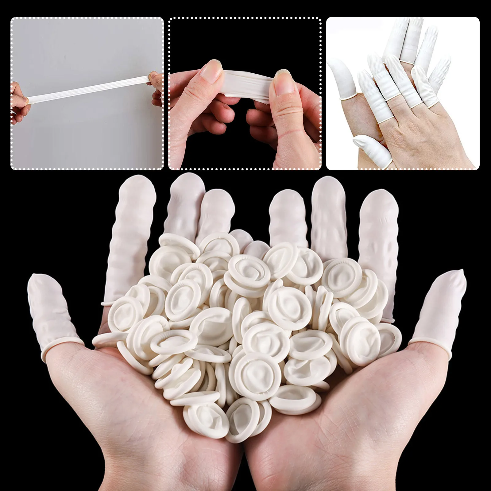 50pcs Latex Finger Cover Static Gloves and Nail Care Disposable Finger Protection Finger Sleeves for Instruments Labor Supplies
