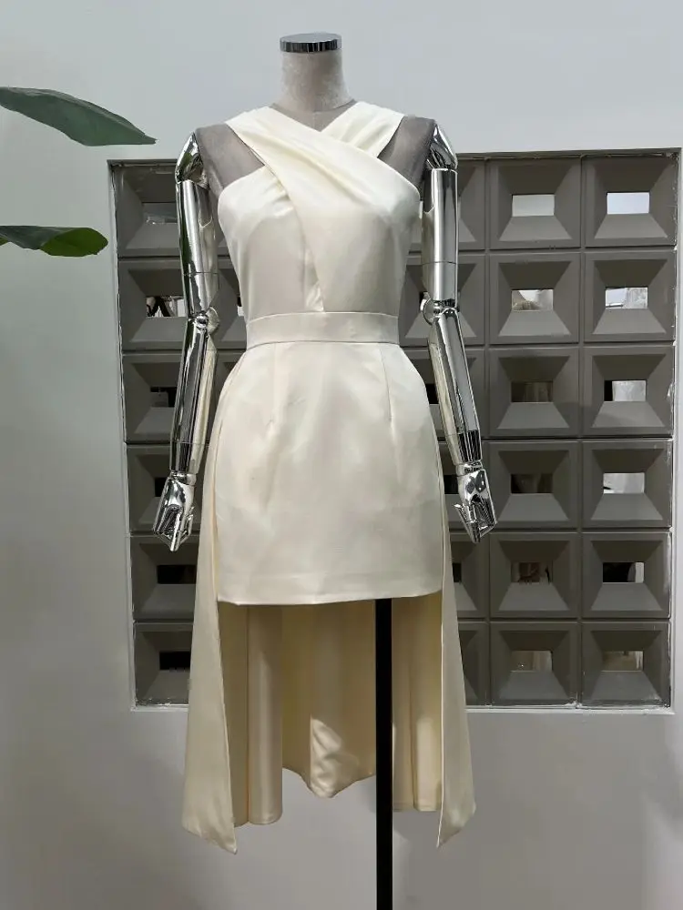 Elegant Luxury V คอออกแบบ Party Gowns เข่าความยาว Sheer ค็อกเทลชุดวันเกิดคุณภาพสูงชุดเทศกาล