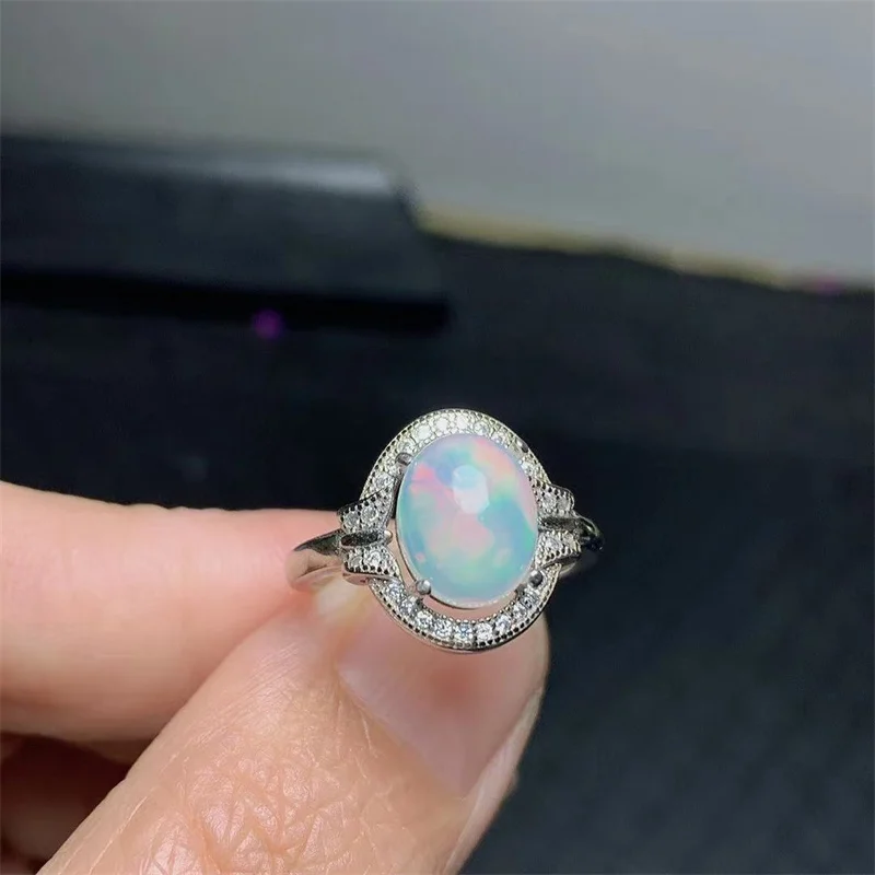 

Natural Big Size Opal Ring for Women S925 Silver Birthday Gift Wedding Fine Jewelry Lady Female with Certificate