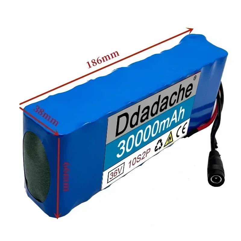 100% New 36V 30000mAh 18650 rechargeable lithium-ion battery pack 10S2P+charger can be used for electric scooter bicycles