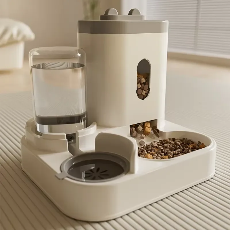 2 in 1 pet feeder and water dispenser, gravity automatic dog and cat food water bowl set, large-capacity visual pet food
