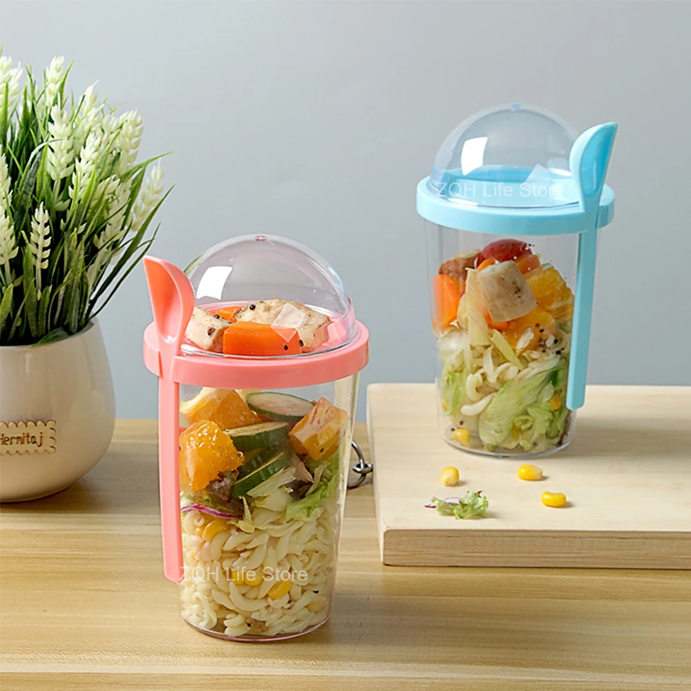 

2 Layer Keep Fit Salad Meal Shaker Cup Fresh Salad Cup with Spoon Salad Shaker Container Portable Fruit Vegetable Container