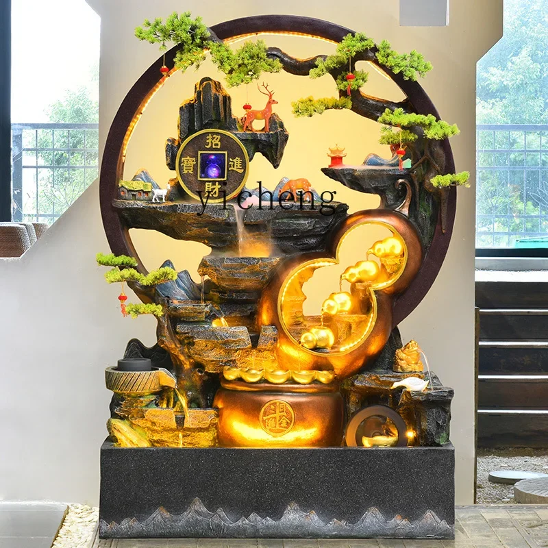 AB  Chinese-style courtyard outdoor feng shui wheel attracts wealth and treasures, fountain water feature decoration  ornament