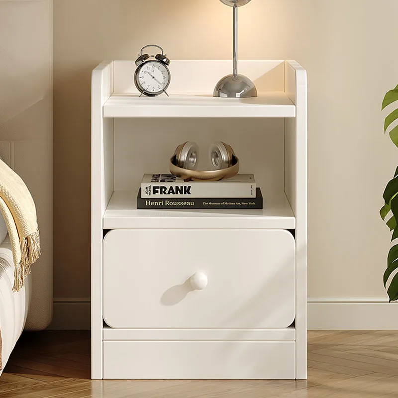 Mesita de noche de madera blanca, gabinetes móviles para dormitorio, librero, mesita de noche de lujo con almacenamiento, organizador, muebles modernos