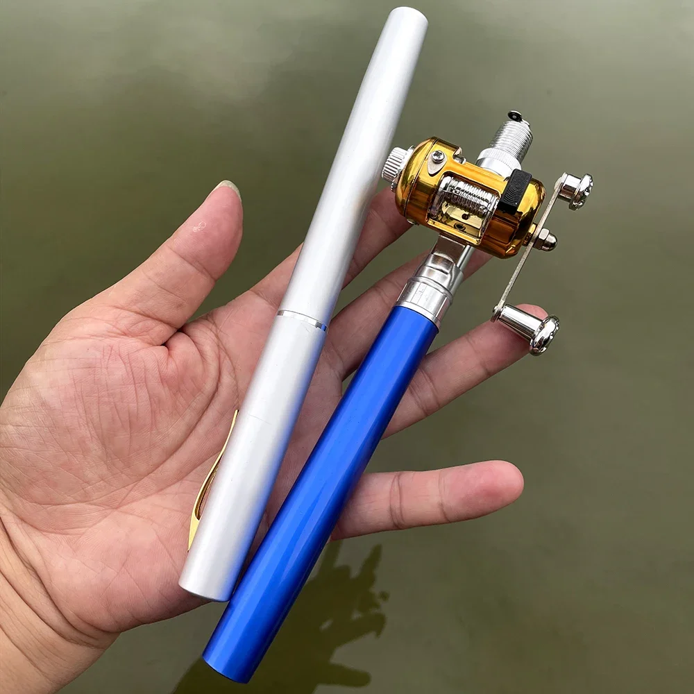 Canna da Pesca in lega di alluminio a forma di Mini penna tascabile da 96cm canne da Baitcasting portatili + Set di mulinelli da Pesca accessori per