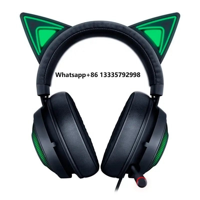 

Razer Kraken Kitty Headset for Gaming pink Green Headphone USB Cute Cat Rgb 7.1 Stereo Cat Ear Headphones