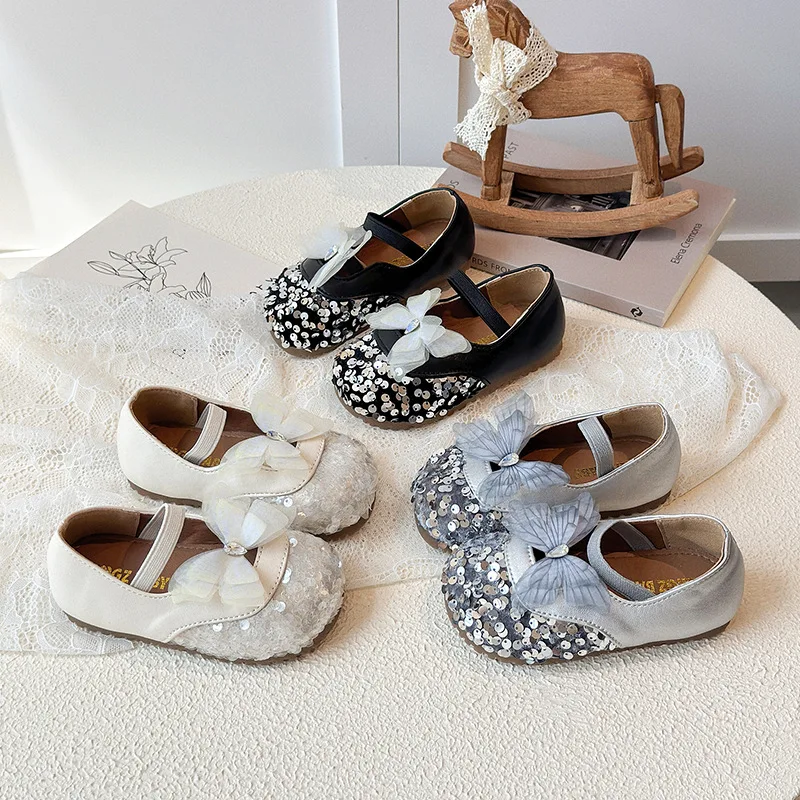 

2025 Autumn New Kids Leather Shoes Simple Girls' Bow Princess Shoes Comfort Versatile Child Flat Casual Shoe Zapatos De Mujer