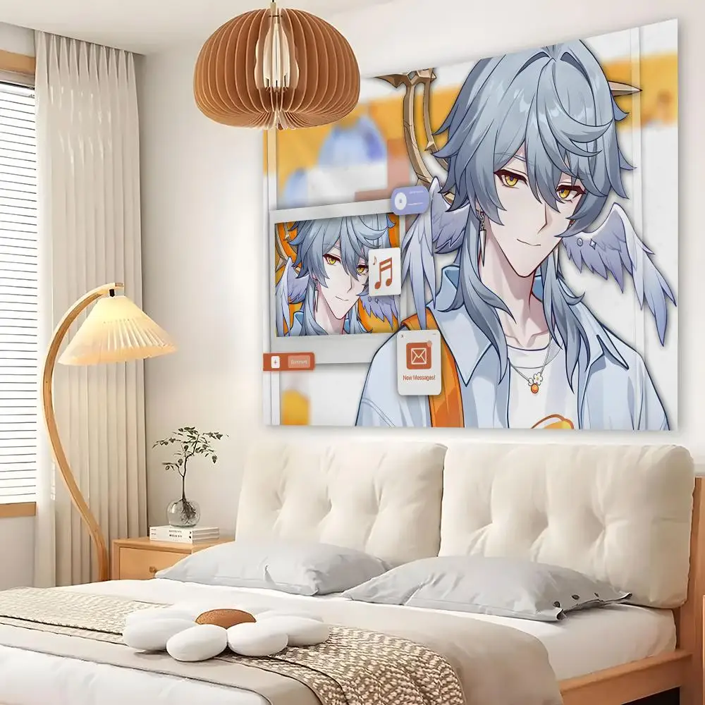 Honkai Star Rail Tapestry Custom Living Bedroom Party Dormitory Interior Wall Bohemian Decoration Attached Clip