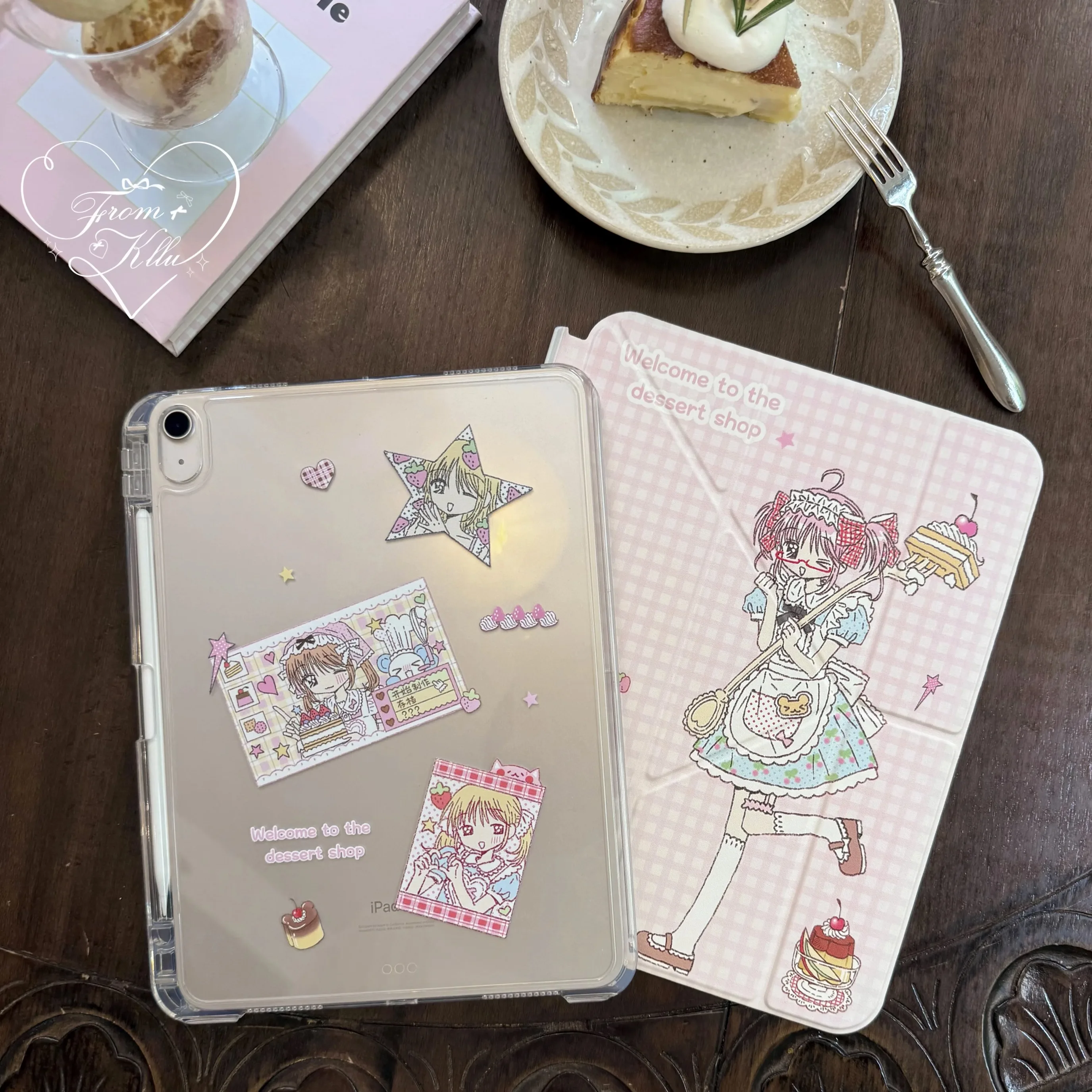 Original flat shell, 3+y folding slide rail split style, leather acrylic material, suitable for iPad