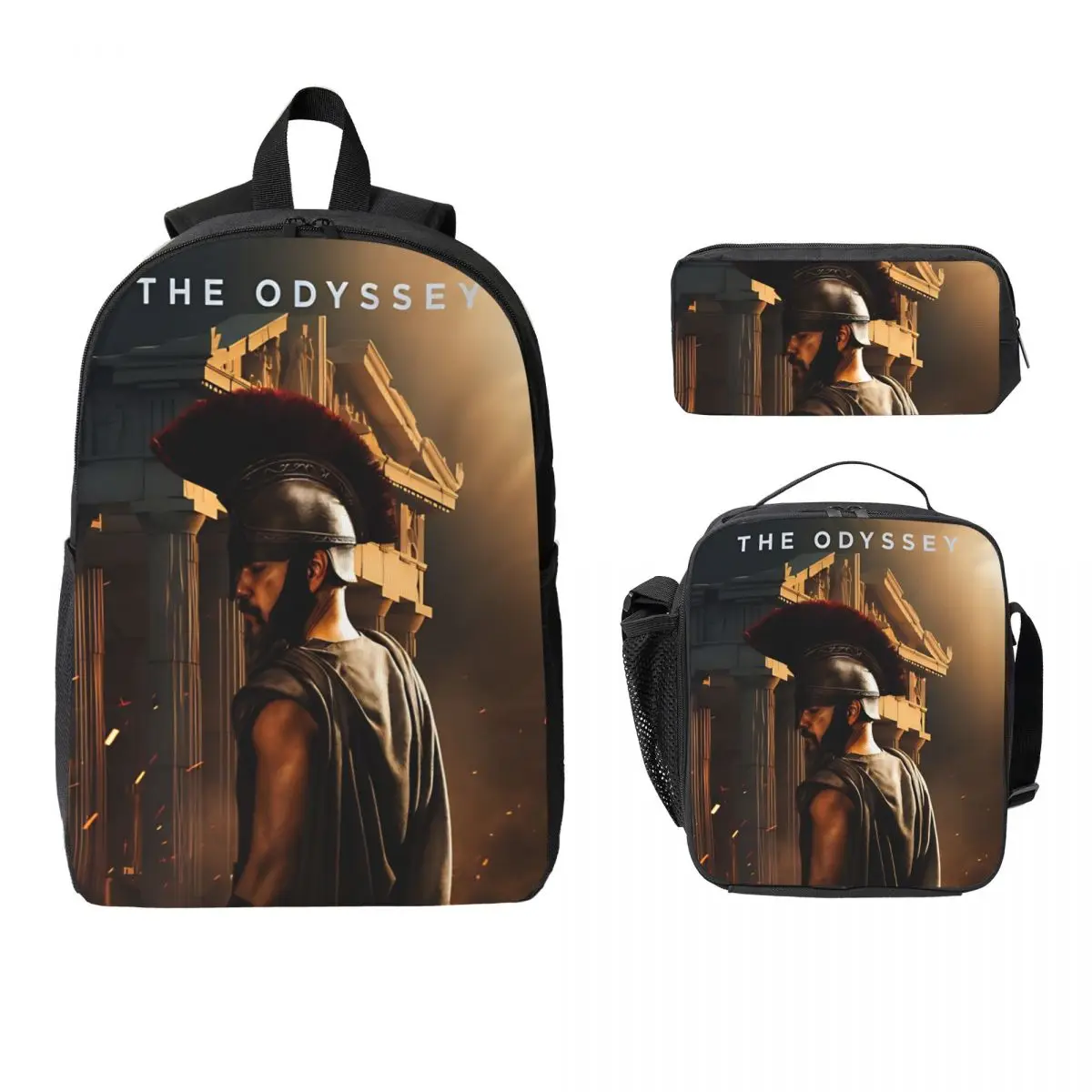 3Pcs The Odysseys Movie 2026 merch Backpack Set for Children Pen Bags Bookbag Sets with Lunch Box For School Students Daypack
