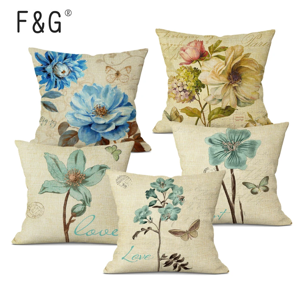 

Vintage Flower Pillowcase Sofa Cushion Cover Lucky Flower Print Pillow Case Home Decor Throw Pillows Wholesale Dropshipping