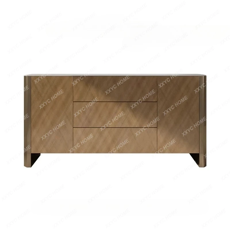

LLight luxury dining side cabinet, shoe cabinet, living room against the wall entrance storage solid wood elegant light luxury