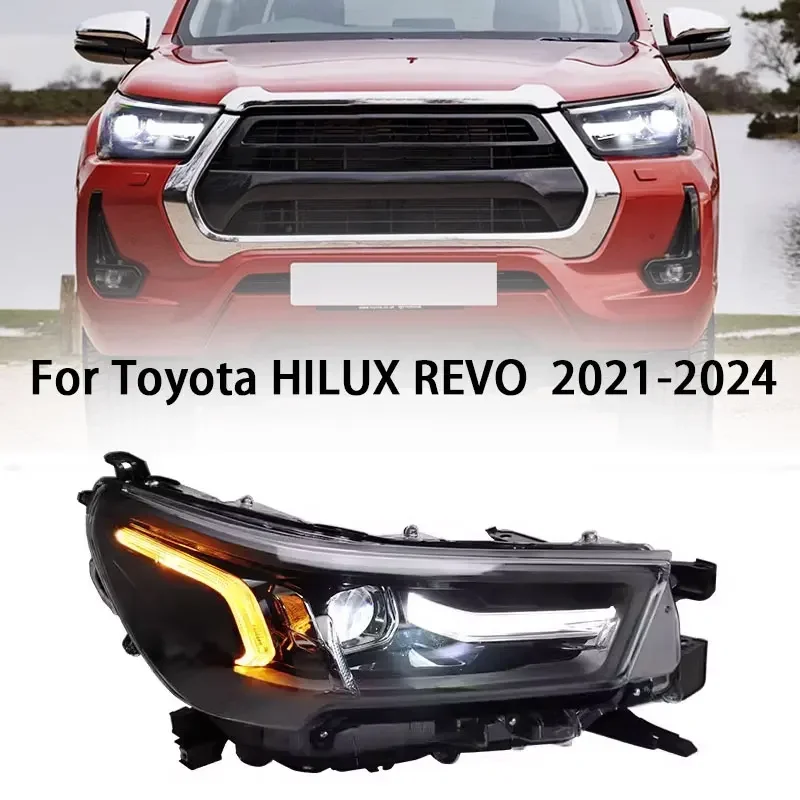 

Car Head Lamp for HILUX REVO LED Headlight 2021-2024 Headlights HILUX DRL Turn Signal High Beam Angel Eye Projector Lens