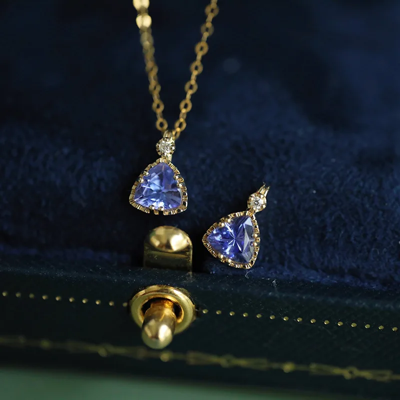 

S925 Pure Silver Electroplated 14K Gold Iight Luxury Triangular Zircon Pendant Necklace For Women Birthday Gift Jewelry