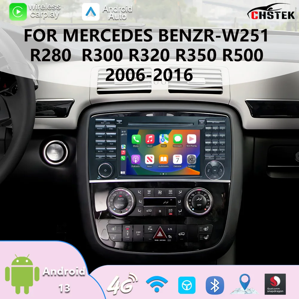 

CHSTEK Car Multimedia Player Support CarPlay 4G Bluetooth GPS WiFi for Mercedes Benz W251 R280-R500 2006 2007 2008 2009-2016