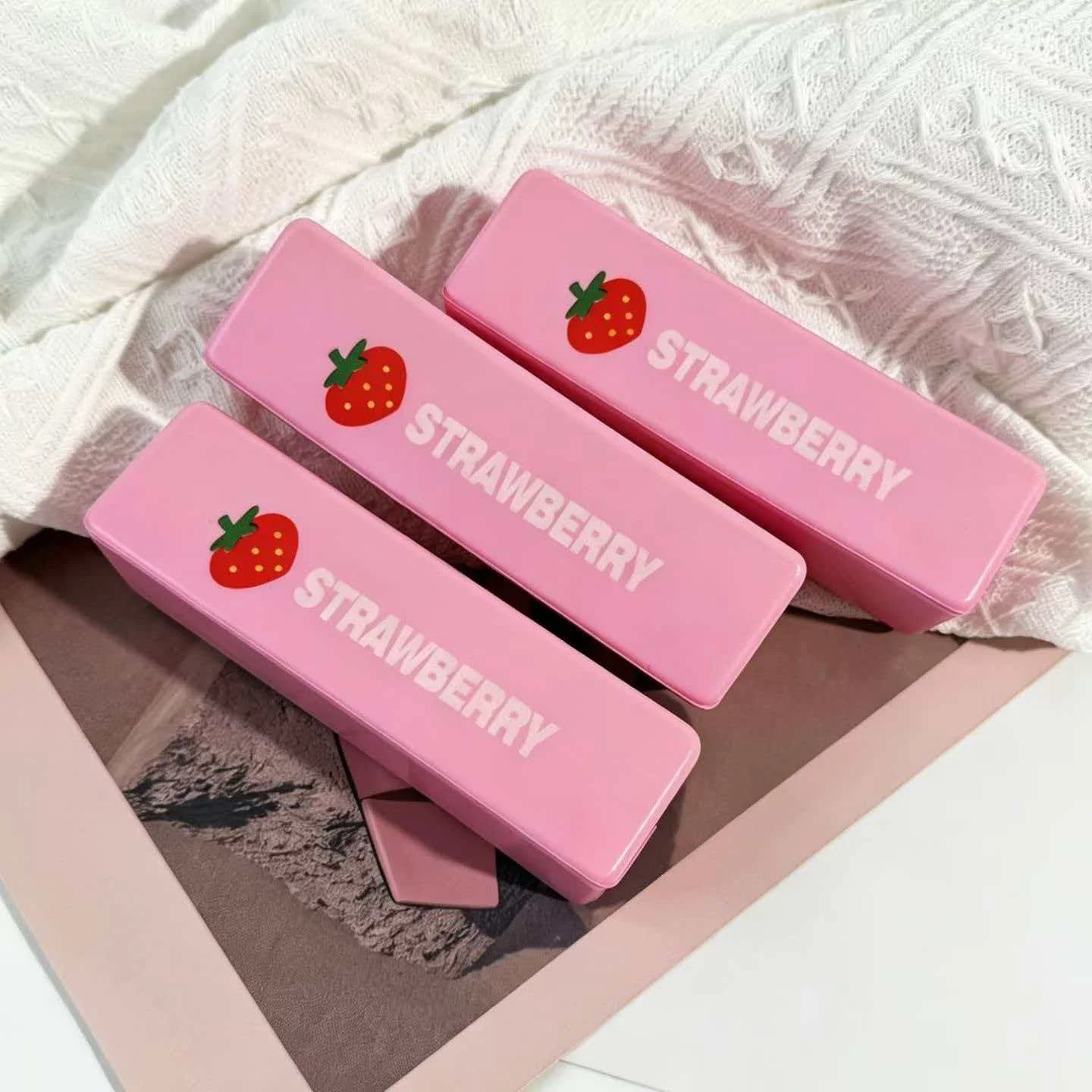 Squishy Elastic Pink Strawberry Stick Fidget Toy, Stress Relief Game Funny Decompression Prank Squeeze Toy for Anxiety Relief