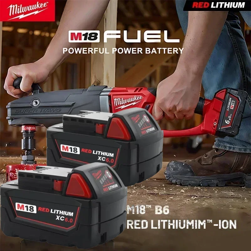 

NEW Milwaukee 18V 6.0Ah Replacement M18 XC Lithium Battery 48-11-1860 48-11-1850 48-11-1840 48-11-1820 Rechargeable Batteries