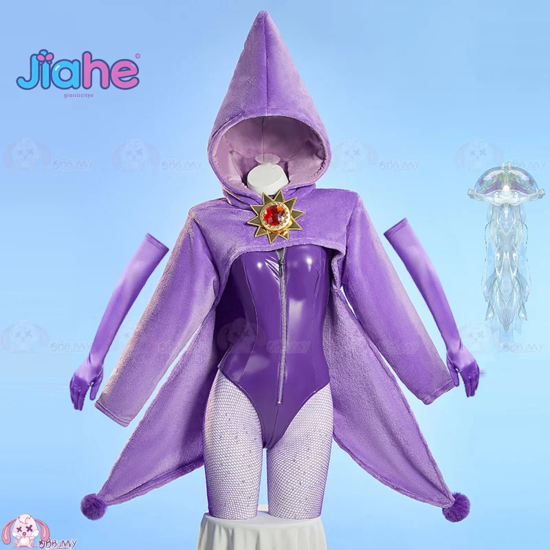 

Starmie Cosplay Costume Anime Pocket Purple Leather Hoodie Socks Props accessories Halloween Party Women Sexy Starmie Uniform
