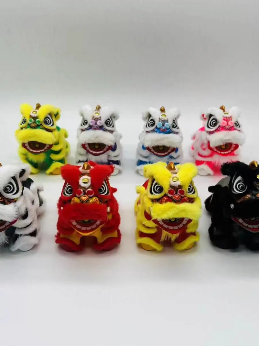 Chinese Traditional Cute Lion Handmade Intangible Cultural Heritage Lion Dance Car Decoration Desktop Gift Plush Toy