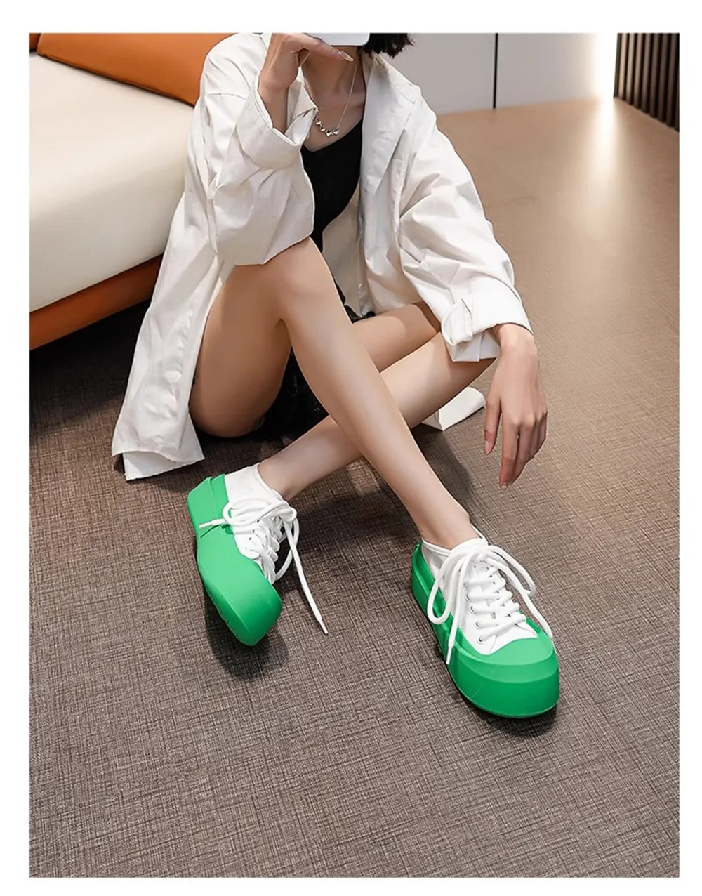 

Thick Sole Platform Women Sneakers Round Toe Lace Up Comfortable Canvas All Match Outdoor Leisure Shoes Size 34-44