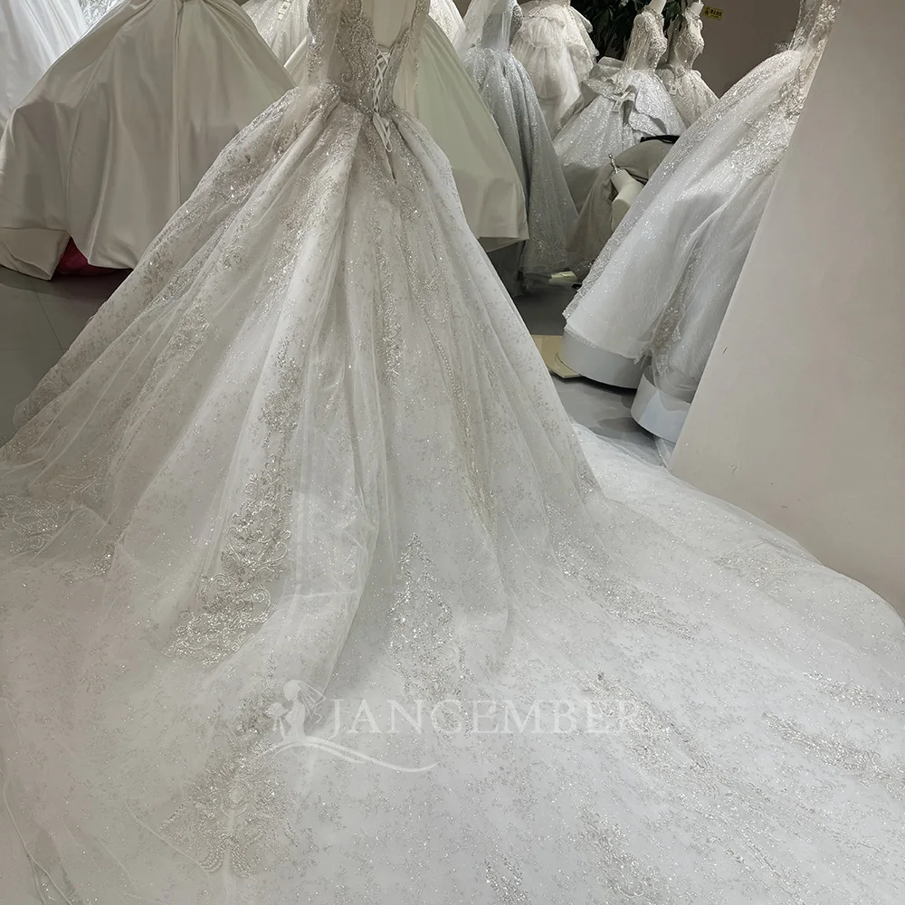 Long Sleeves Women Wedding Dresses 2024 High Quality Organza Surface Prom Gowns New Mopping Length Vestidos De Novias Customized