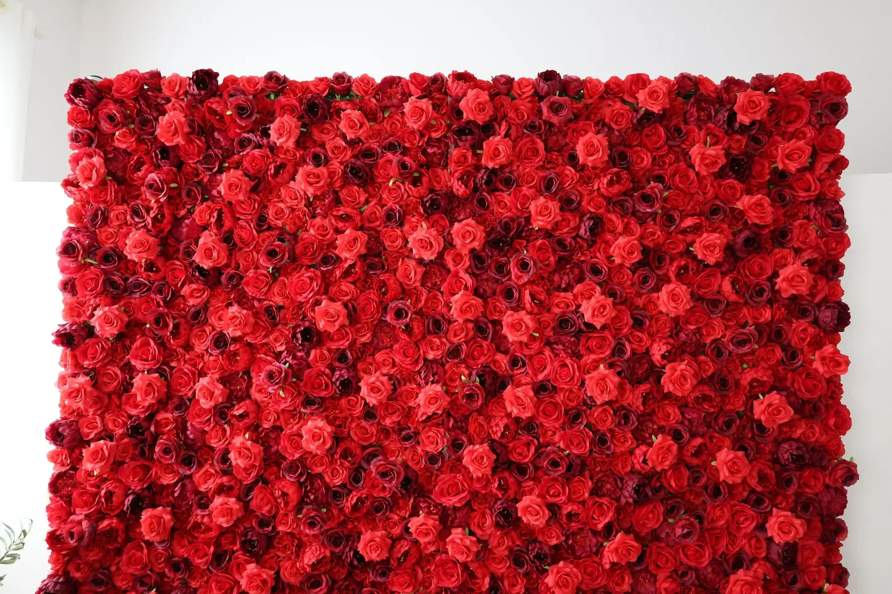 Outdoor Wedding Backdrop 3D Red Curtain Cloth Flower Wall Rose Hydrangea Arrangement Floral Event Party Reception Props