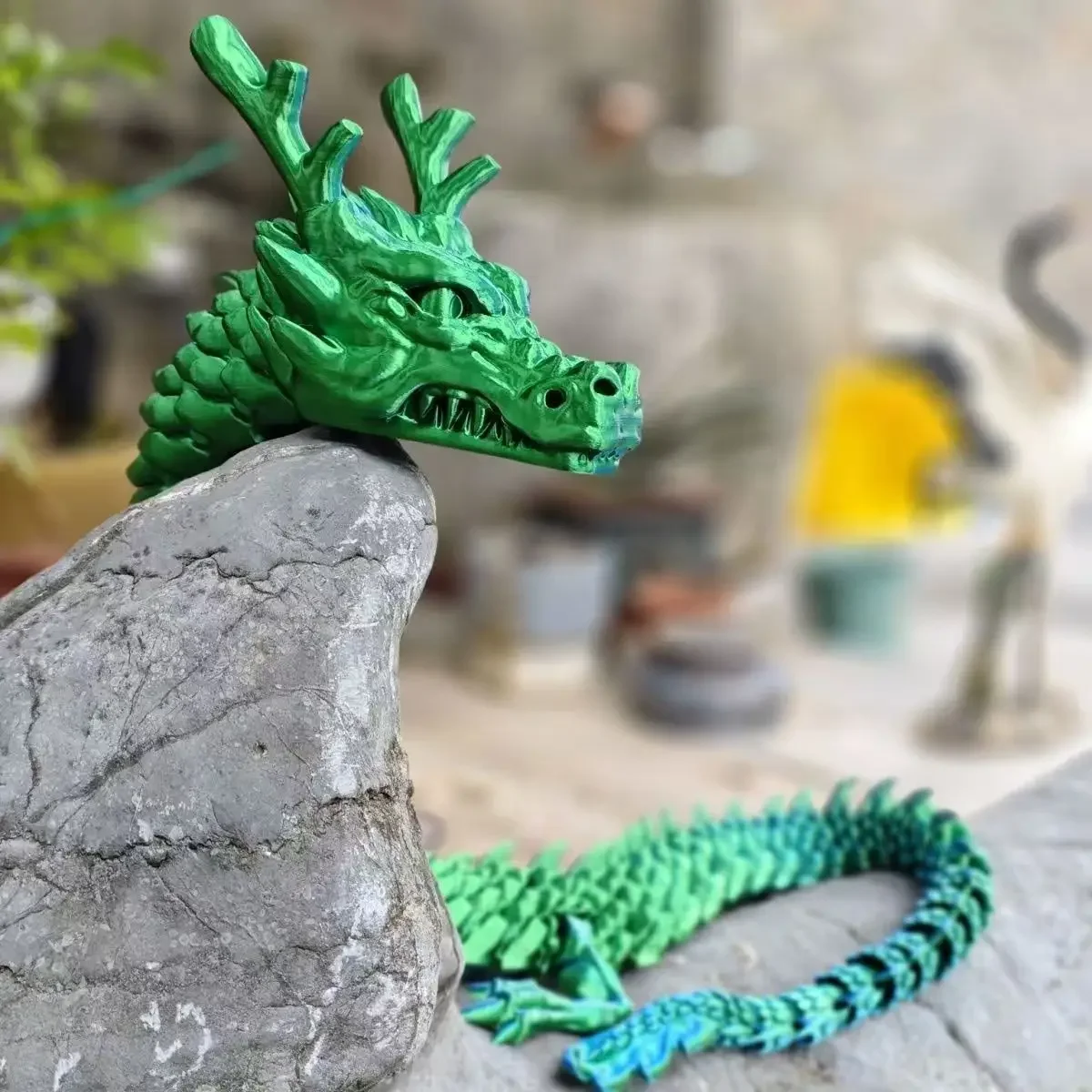 Giant 3D Printed Flexi Dragon, 24-Inch Movable Joints, Eye-Catching Desk Centerpiece, Creative Gift Idea for Home & Office