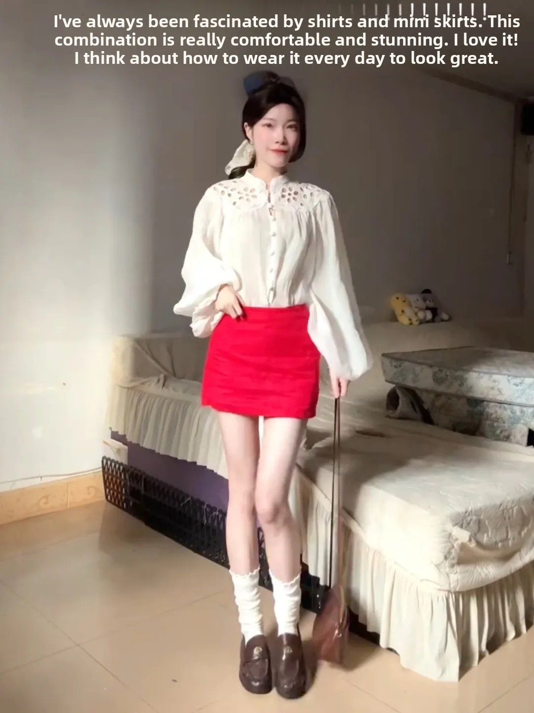 

White Heavy Embroidery Long Sve Hollow out Collar Loose Lantern Sve irt Women Early Spring Comfortable Versatile Loos...