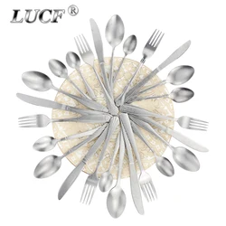 Classic Vintage Dinnerware Set Stainless Steel Matte Antique Polish Retro Cutlery Sets Utensil Silverware Food Props For Kitchen
