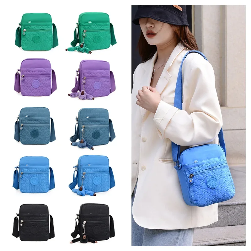 

‌2025 Women's Multi-Layer Shoulder Bag - Nylon Crossbody Purse with Embroidered Detail, Stylish Small Square Handbag