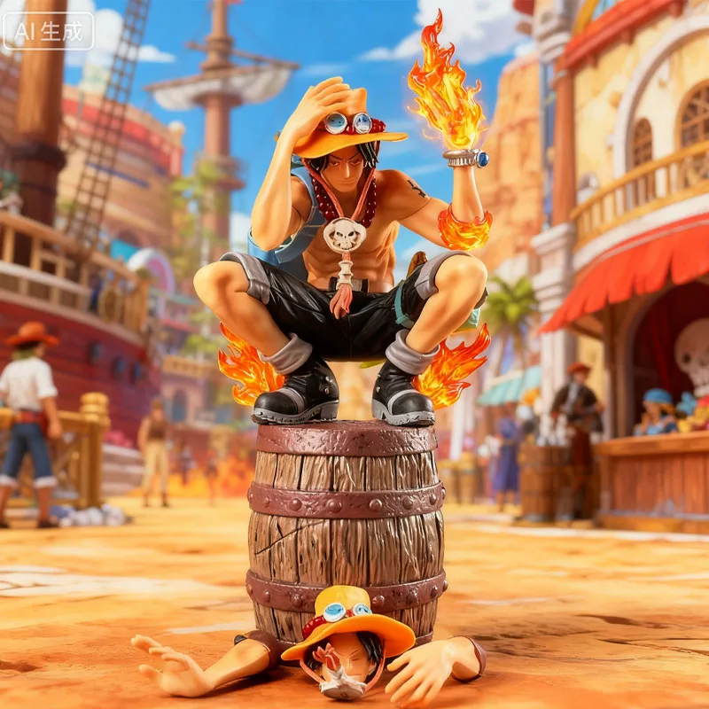 

Anime One Piece Portgas·D· Ace Figure KING OF ARTIST SPECIAL ver Squat Model Toys Doll Aciton Figure Replaceable Face Hand