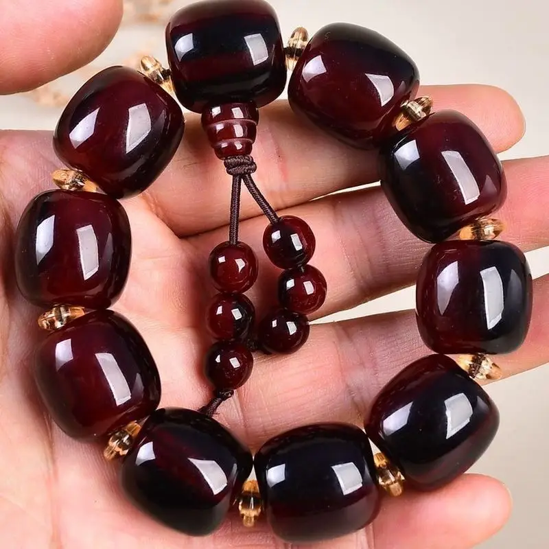 Authentic Yak Horn Buddhist Beads Bracelet from the Region for Middle-Aged Men and Women, Tibetan Style with Blo